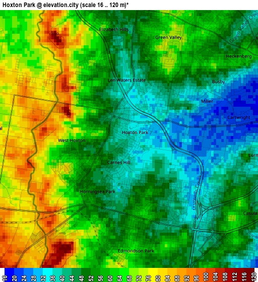 Hoxton Park elevation map
