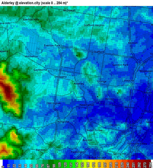 Alderley elevation map