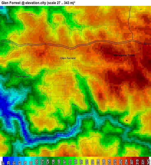 Glen Forrest elevation map