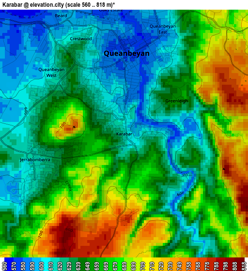 Karabar elevation map