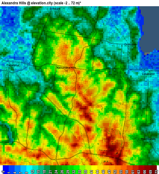 Alexandra Hills elevation map