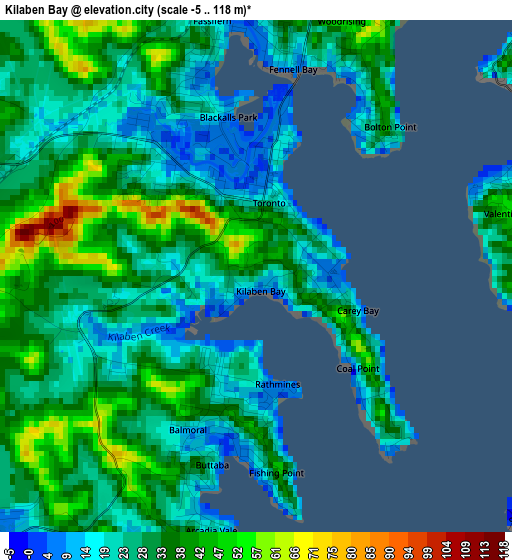 Kilaben Bay elevation map