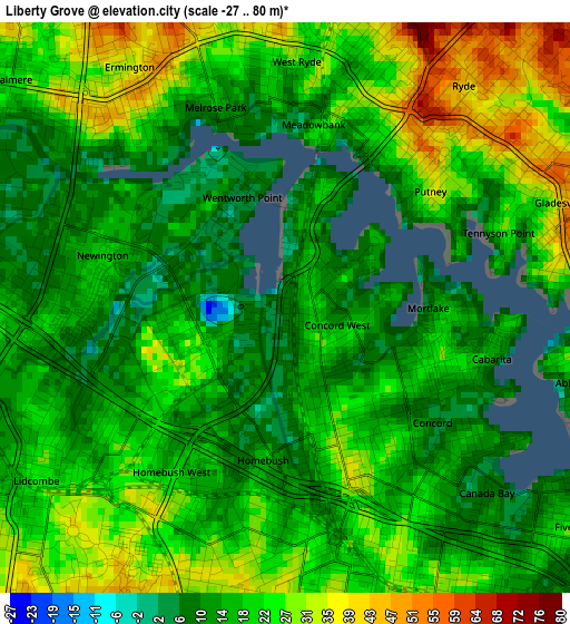 Liberty Grove elevation map