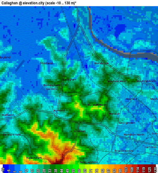 Callaghan elevation map