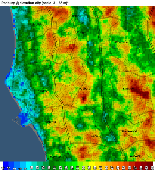 Padbury elevation map