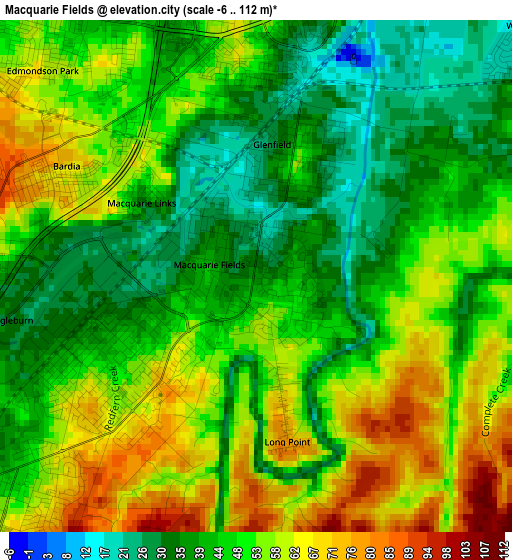Macquarie Fields elevation map