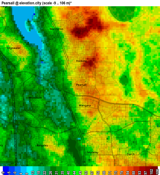 Pearsall elevation map