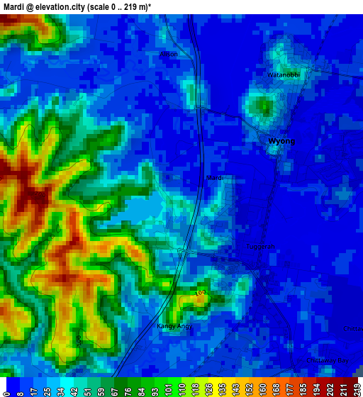 Mardi elevation map