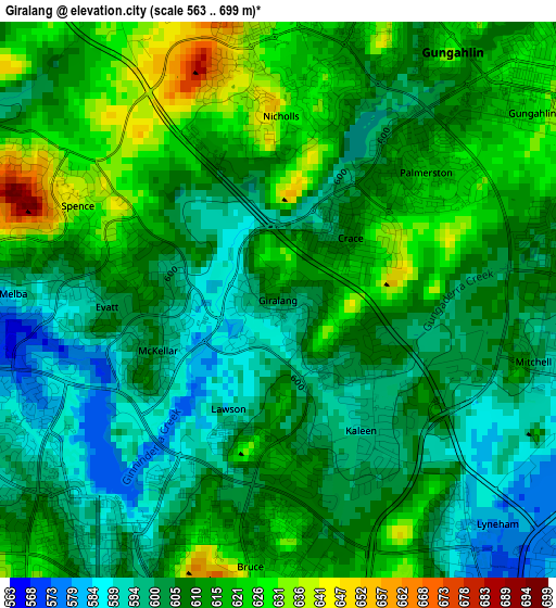 Giralang elevation map