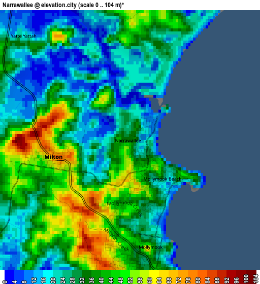 Narrawallee elevation map