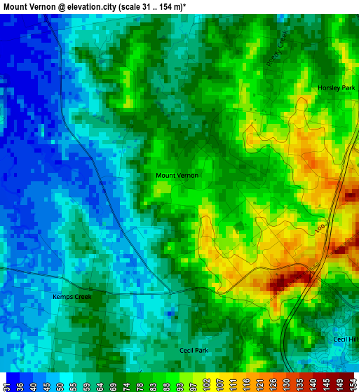 Mount Vernon elevation map