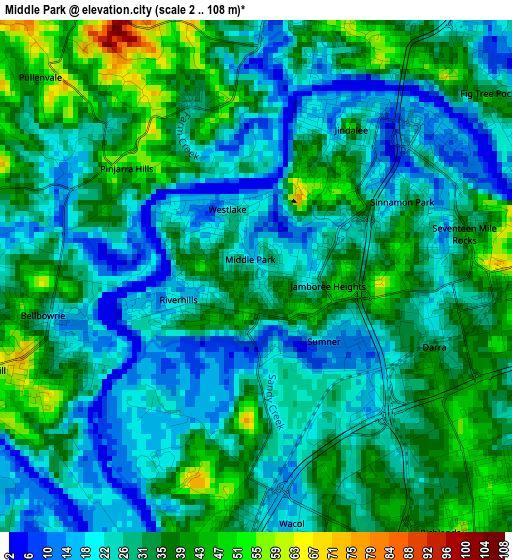 Middle Park elevation map