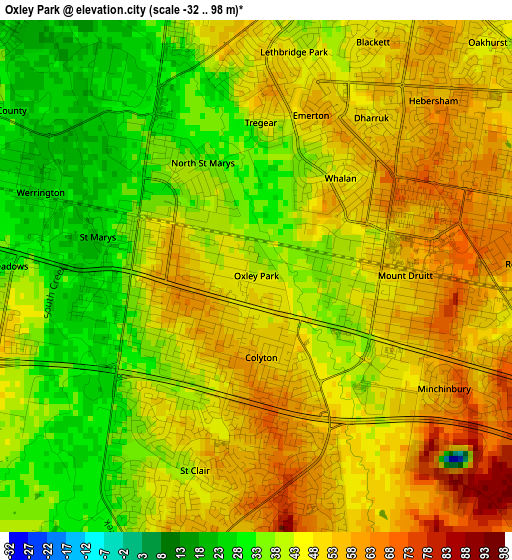 Oxley Park elevation map