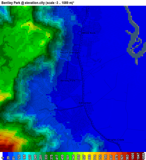 Bentley Park elevation map