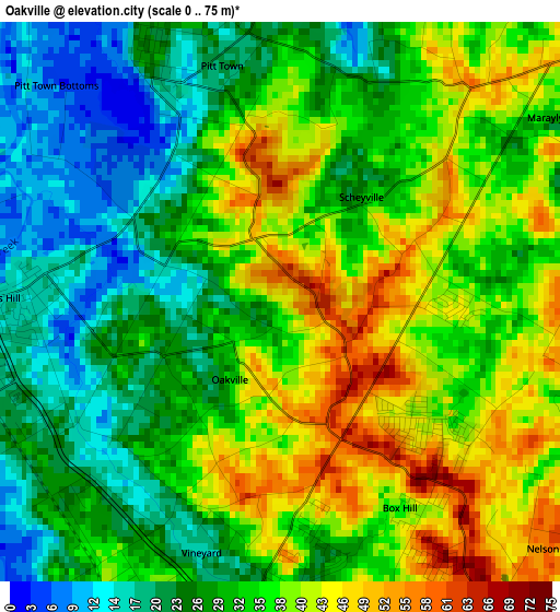 Oakville elevation map