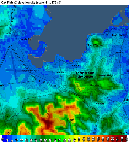 Oak Flats elevation map