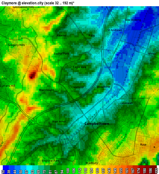 Claymore elevation map