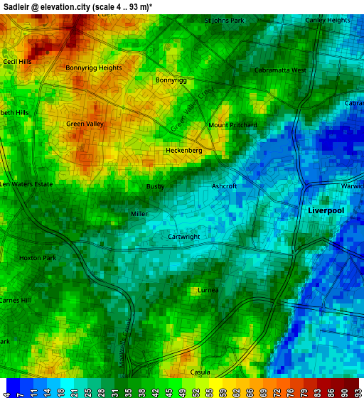 Sadleir elevation map