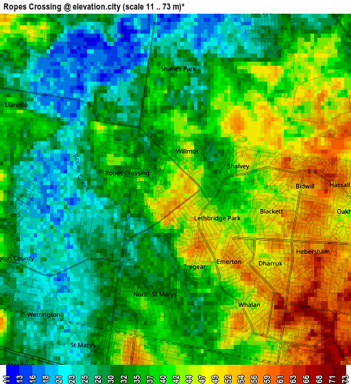 Ropes Crossing elevation map