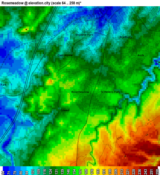 Rosemeadow elevation map