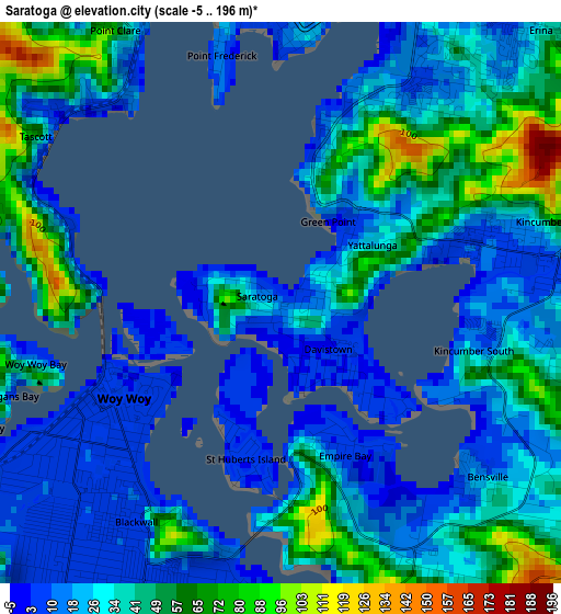 Saratoga elevation map