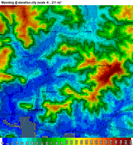 Wyoming elevation map