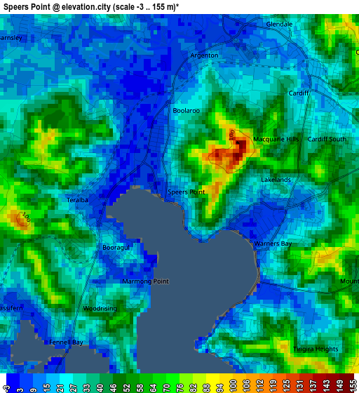 Speers Point elevation map