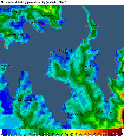 Summerland Point elevation map