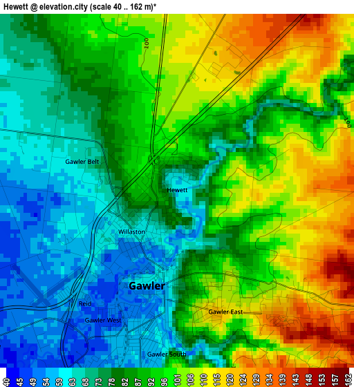 Hewett elevation map