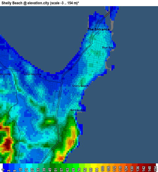 Shelly Beach elevation map