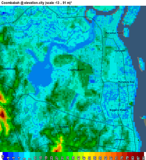 Coombabah elevation map