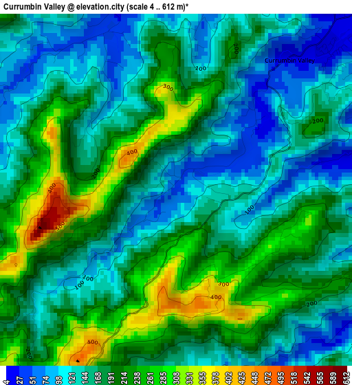 Currumbin Valley elevation map