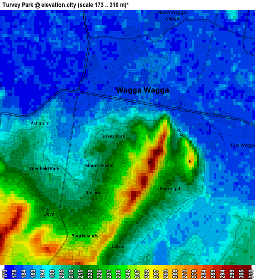 Turvey Park elevation map