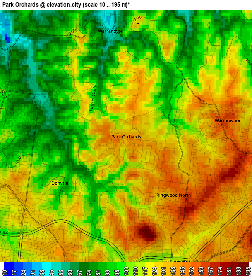 Park Orchards elevation map