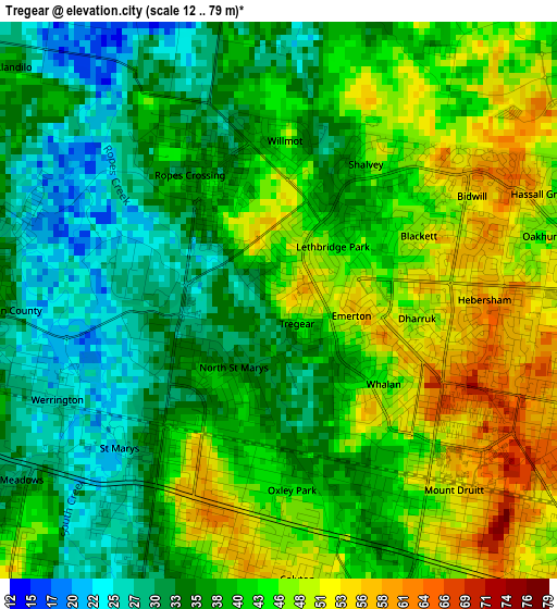 Tregear elevation map