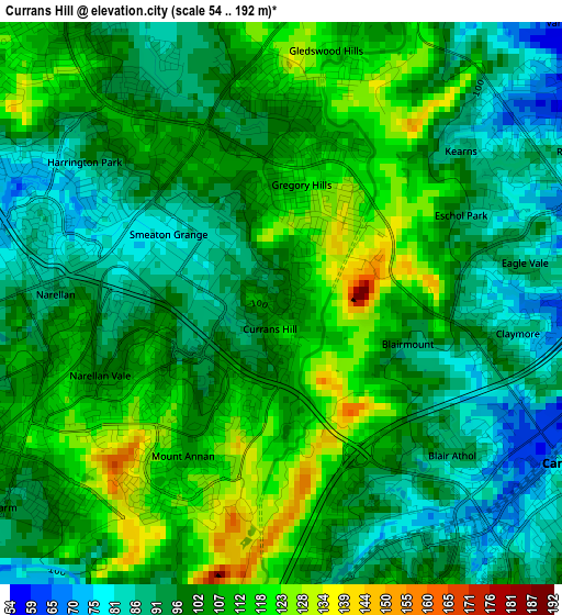 Currans Hill elevation map