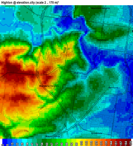 Highton elevation map