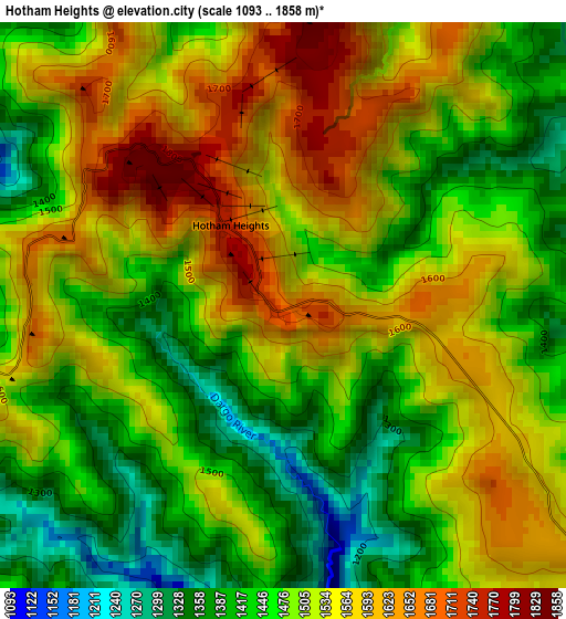 Hotham Heights elevation map