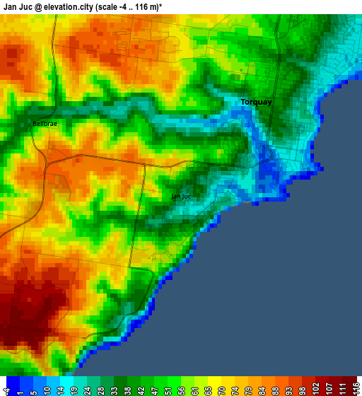 Jan Juc elevation map