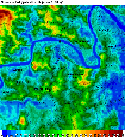 Sinnamon Park elevation map