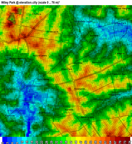 Wiley Park elevation map
