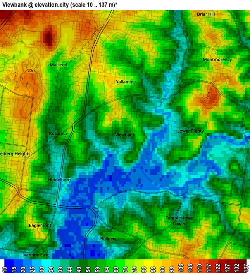 Viewbank elevation map