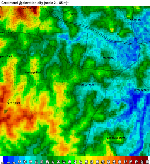 Crestmead elevation map