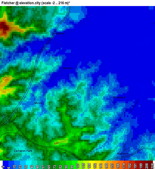 Fletcher elevation map