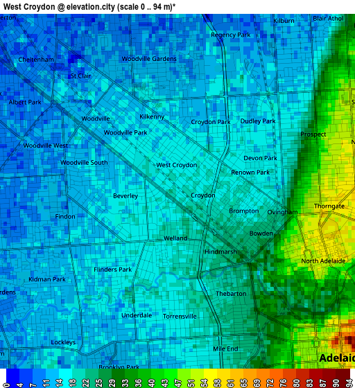 West Croydon elevation map