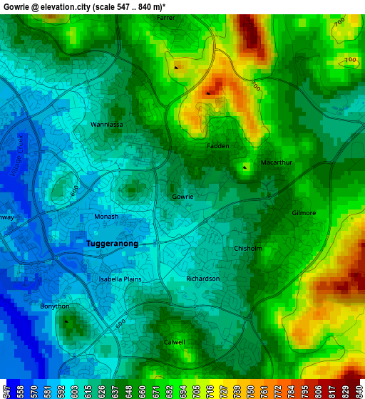 Gowrie elevation map