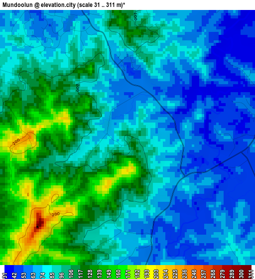 Mundoolun elevation map