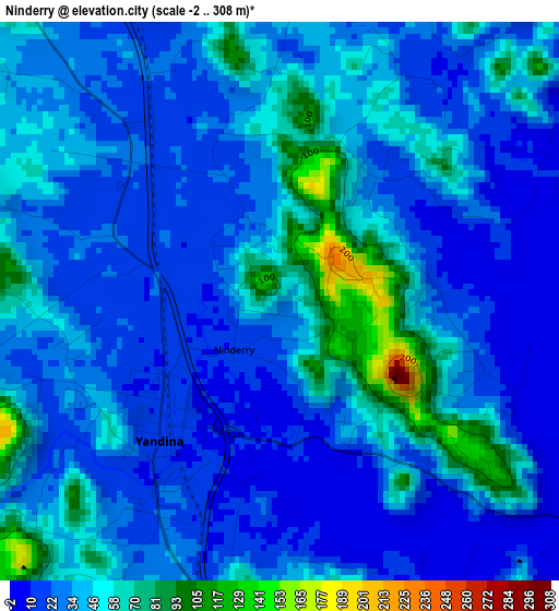 Ninderry elevation map
