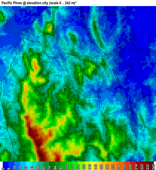 Pacific Pines elevation map