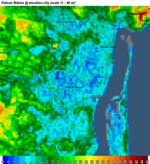 Pelican Waters elevation map